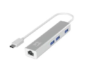 TARJETA DE RED 10/100/1000 LEVELONE USB-0504 USB TIPO C + HUB USB3.0 USB-0504