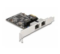 Tarjeta de Red Delock PCI Express x1 2x RJ45 Gigabit LAN 1000 Mbps Plata