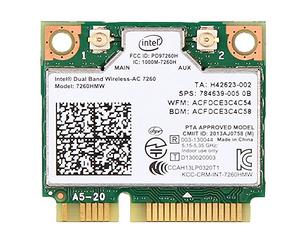 Tarjeta de red inalámbrica Intel Network Wireless-AC 7260 - Tarjeta Mini-PCI-Express Dual Band WIFi AC 867 Mbps + Bluetooth 4.0