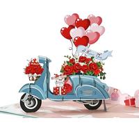 Tarjeta de regalo 3D de Love Vespa. Tarjeta sorpresa romántica y encantadora para ella, novia, esposa, él, novio, marido. Perfecto para el día de San Valentín, cumpleaños, agradecimiento, 15 x 20 cm