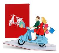 Tarjeta de regalo de compras para mujeres, regalo de viaje de compras, regalo para mamá, regalos o ideas de regalo para ella, esposa, mejor amiga, mamá, tarjeta desplegable 3D, scooter Vespa, H18
