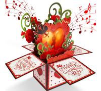 Tarjeta de San Valent n FITMITE con m sica rom ntica y luminosa. Regalo para ella y l. Tarjeta emergente para San Valent n (roja).