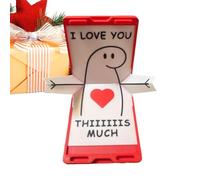 Tarjeta de San Valentín, diseño de corazón en 3D, 1 pieza, buzón con texto en inglés "Love You", decoración del día de San Valentín, textura suave al, para familiares, amigos, esposa, madre