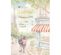 Tarjeta de San Valentín hecha a mano de lujo con texto en inglés "To My Handsome Husband", diseño de vino y regalos de Wishing Well Studios, 7 x 11 pulgadas