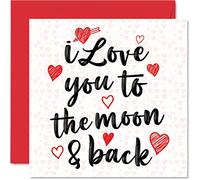 Tarjeta de San Valentín para ella y él, "I Love You To The Moon & Back", bonita tarjeta de cumpleaños para novia, novio, esposa, marido, pareja, tarjetas de felicitación románticas de aniversario de