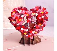 Tarjeta de San Valentín Pop-Up, Diseño de con de Coloridos, Dos Abrazándose para un Extra, Artificiales de Amor Instantáneo al Abrir, con un Sobre Rosa