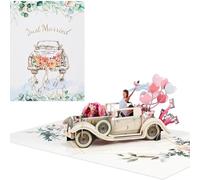 Tarjeta de San Valentín Pop-up,Tarjeta de Boda 3D,Tarjeta de Invitación de Boda - Novios en Coche de Boda