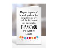 Tarjeta de servicio de 1 año de trabajo, para empleado, colega, jefe, gerente, supervisor, regalo, aniversario, regalos para hombres, mujeres, él, ella, 1º, Thank you for, A5-149_2