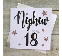 Tarjeta de sobrino para 18 cumpleaños - Tarjeta terminada a mano - Palabras de White Cotton Cards MT21-18