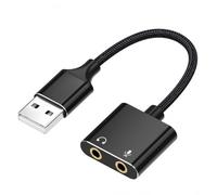 Tarjeta de sonido adaptadora USB avanzada de 3,5 mm, tarjeta de sonido para música con transmisión de juegos y cancelación de ruido