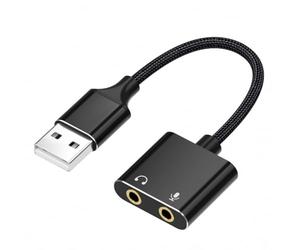 Tarjeta de sonido adaptadora USB avanzada de 3,5 mm, tarjeta de sonido para música con transmisión de juegos y cancelación de ruido