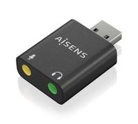 CONVERSOR AISENS USB-A A AUDIO 48KHZ USB-A/M-2XJACK 3.5/H NEGRO