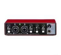 Tarjeta de sonido de interfaz de audio USB, construcción de metal profesional de 48 V, perillas de ganancia de canal y filtro de corte bajo con 2 puertos de micrófono para Studio Live (rojo)