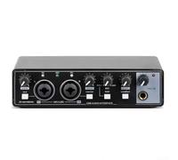 Tarjeta de sonido de interfaz de audio USB de 48 V con interruptor de alta impedancia para grabación profesional, canto y música de computadora (negro)