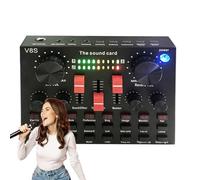 Tarjeta de sonido en - PC Sound Board, interfaz de audio USB | Mezclador de sonido externo USB, paquete de equipos de podcast, dispositivo de cambio de voz compatible, estudio de grabación portát
