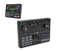 Tarjeta de Sonido en Vivo AT350, Mezclador de Audio con Múltiples Efectos de Sonido, Placa Mezcladora de Sonido Bluetooth Compatible con Micrófono de 48 V, Interruptor de Mezcla,