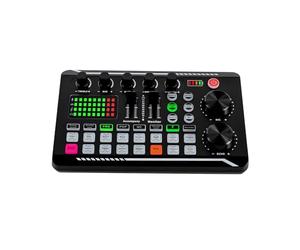 Tarjeta de sonido en vivo con 16 efectos especiales y ruido ambiental Admite la conexión de múltiples dispositivos. Se puede utilizar para grabación de música de DJ en el estudio, karaoke en línea