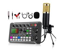 Tarjeta de sonido en vivo con efectos de mezclador de DJ y cambiador de voz, mezclador de audio de tarjeta de sonido en vivo, tarjeta de sonido para transmisión en vivo, paquete de equipos de podcast,