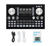 Tarjeta De Sonido En Vivo Con Fuente De Alimentación De 48V, Mezclador De Audio Multifuncional For DJ, Micrófono, Ajuste De Volumen For Transmisión En Vivo Y Canto