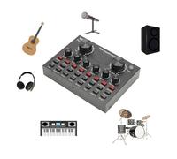 Tarjeta de Sonido en Vivo con Micrófono Incorporado, Mezclador de con Plug and Play, Compatible con Múltiples Conexiones de Dispositivos, Cambiador de Voz para Transmisión en
