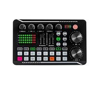 Tarjeta de sonido en vivo, F998 Bluetooth Stereo Audio Mixer con efectos de mezclador de DJ y cambiador de voz, micrófono condensador para Youtube Live Streaming PC estudio de grabación y juegos