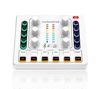 Tarjeta de Sonido en Vivo, Mini Tablero Mezclador de Audio para PC, Teléfono de Computadora, Tarjeta de Sonido de Cambiador de Voz para PS4, Xbox, Switch, DJ Mixer, Podcast
