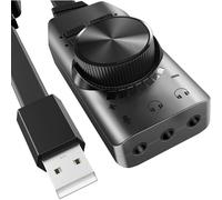 Tarjeta de sonido estéreo externa, interfaz USB 2.0 portátil para facilitar los viajes, soporte de 7.1 canales virtuales para auriculares y