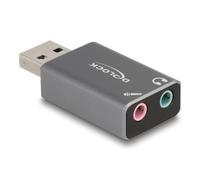 Tarjeta de sonido externa Delock 66633 USB-A a 2 x 3,5 mm aluminio gris