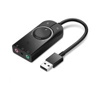 Tarjeta de Sonido Externa Ugreen CM129 USB Control Volumen Doble Salida Audio 15 cm Negra
