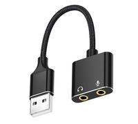 Tarjeta de sonido externa USB 2 en 1 para auriculares y micrófono, cable adaptador de sonido HiFi para juegos y transmisión