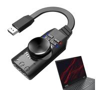 Tarjeta de sonido USB, adaptador de auriculares USB de sonido envolvente virtual 7.1 con control de volumen, audio USB portátil, tarjeta de sonido de 3.5 mm, interfaz de audio USB para auriculares,