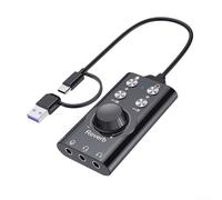 Tarjeta de sonido USB C Adaptador de audio externo Virtual 7.1 Surround 3.5mm Jack con ajuste de volumen 16bit-48KHz para auriculares de computadora
