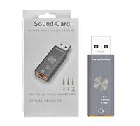 Tarjeta de Sonido USB de reducción de Ruido con un Solo, Captura de Audio en Tiempo Real, Color Gris, convertidor de Adaptador de Audio, Dispositivo de Sonido USB, Salida estéreo, para grabación