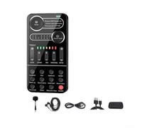 Tarjeta de sonido USB portátil para voces en vivo que ofrece 9 efectos de sonido diseñada para teléfonos inteligentes, PC y tabletas, compatible con transmisión de karaoke y reproducción de voz (juego