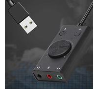 Tarjeta de Sonido USB SC2 con Conector para Auriculares, Ajuste de Volumen, Interruptor de Silencio, Indicadores Azules/Rojos para Jugadores, Materiales de Ingeniería Resistente