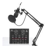 Tarjeta de sonido V8 con micrófono de condensador, tablero de sonido mezclador de audio, consola de mezcla de tarjeta de sonido en vivo portátil, kits de grabación de estudio para karaoke, transmisión