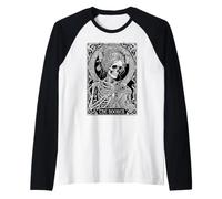 Tarjeta de Tarot a Ganchillo, Divertida prostituta, Esqueleto de Mujer, Tejido a Ganchillo Camiseta Manga Raglan