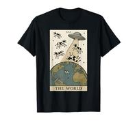 Tarjeta de Tarot Alien The World UFO Invasion Funny Cow Camiseta