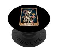 Tarjeta de tarot de 40 cumpleaños para niña, diseño de esqueleto divertido para fiesta de cumpleaños 40 PopSockets PopGrip Adhesivo