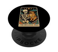 Tarjeta de Tarot de Esqueleto para el día del Padre de The Bulldog Dad Dog Dad PopSockets PopGrip Adhesivo