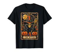 Tarjeta de Tarot de Gato Negro Bruja gótica Halloween Luna Mujeres niñas Camiseta