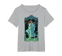 Tarjeta de Tarot de Justicia Diseño de Arcanos Major Camiseta, Mujer Tallas Grandes, Gris Jaspeado, 3XL Grande
