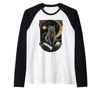 Tarjeta de Tarot de la Luna, Gato Celestial, Regalo mágico Camiseta Manga Raglan