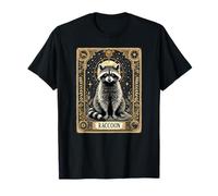 Tarjeta de Tarot de mapache vintage divertida mística oculta celestial Camiseta