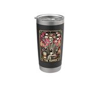Tarjeta de tarot de The Yapper Talking Skeleton Coffee Lover Vaso térmico de acero inoxidable de doble pared