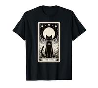 Tarjeta de Tarot Diablo Negro Gato Medieval Vintage Horror Camiseta