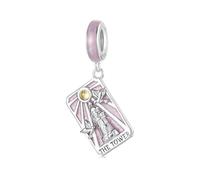Tarjeta de Tarot - El Charm De La Torre, Accesorio De Pulsera De Plata De Ley 925, Compatible con Collar De Pulsera Pandora