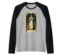 Tarjeta de Tarot para Dama Gato Vintage místico felino Amante Bruja Camiseta Manga Raglan