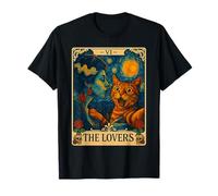 Tarjeta de Tarot Selfie de Gato Naranja Los Amantes Gatos Van Gogh Art Camiseta