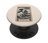 Tarjeta de Tarot Surfing Gato Japonés La Gran Ola Fuera Kanagawa PopSockets PopGrip Adhesivo